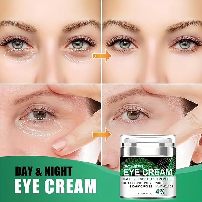 Caffeine Eye Cream for Puffiness and Bags Under Eyes Daily Anti-Wrinkle Cream Collagen Eye Cream Day and Night Peptide Eye Cream Reduce The Look Of Aging Line Smoothing Skin Care 1.7 FL OZ,1 Pack