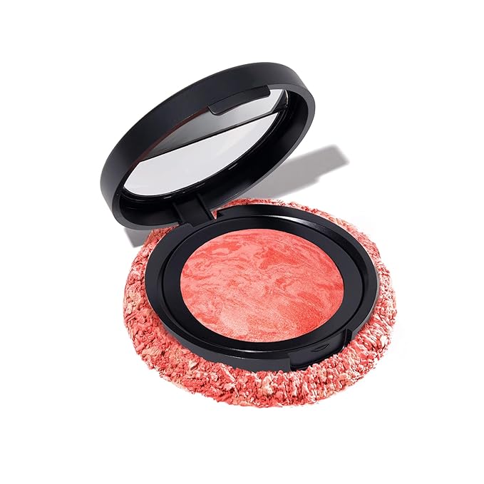 LAURA GELLER NEW YORK Baked Blush-n-Brighten Marbleized Blush for Cheeks - Cherry Custard - Natural Finish - Buildable Color