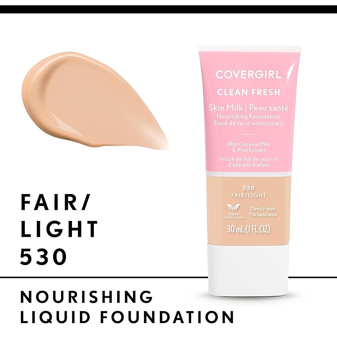 COVERGIRL, Clean Fresh Skin Milk Foundation, Fair/Light, 1 Fl Oz (Pack of 1) (packaging may vary)