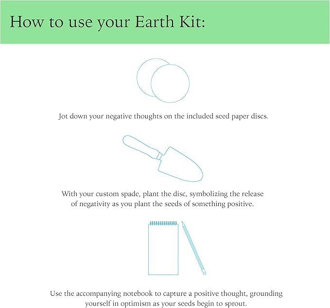 The Earth Kit by Two Sage Sisters - Self Care Kit with Seed Paper Disks, Notebook, Marker, and Shovel, Pamper and Self Care Gifts for Women and Men, Mens and Womens Care Package for Wellness