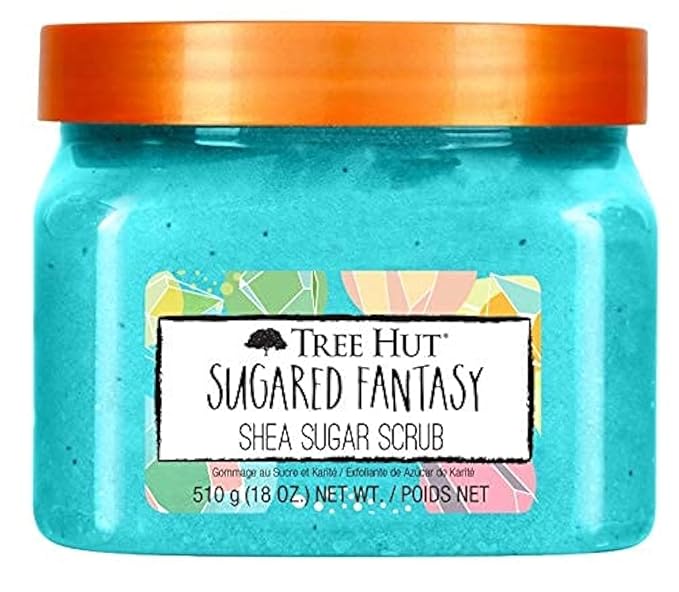 Tree Hut Sugared Fantasy Shea Sugar Scrub | Exfoliating Body Scrub Removes Dead, Dry Skin for a Soft & Hydrated Feel | Nourishing Essential Body Care | 18 fl oz.