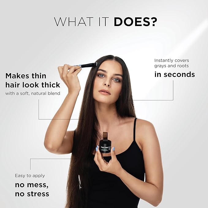 THICK FIBER Root Touch Up and Hairline Concealer for Thinning Hair Women - Water & Sweat Resistant Hair Loss Powder Set, Includes Brush (Red Brown)