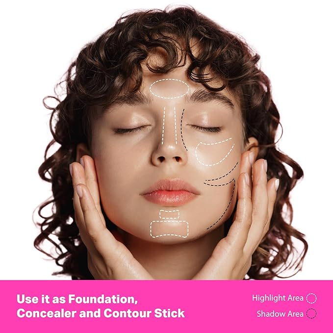 Ruby Kisses Natural Full Coverage 3-In-1 Stick Foundation. Easy to Apply, Hydrating, Lightweight, Long Lasting, Concealer and Contour Stick for Face Makeup (Deep Honey)