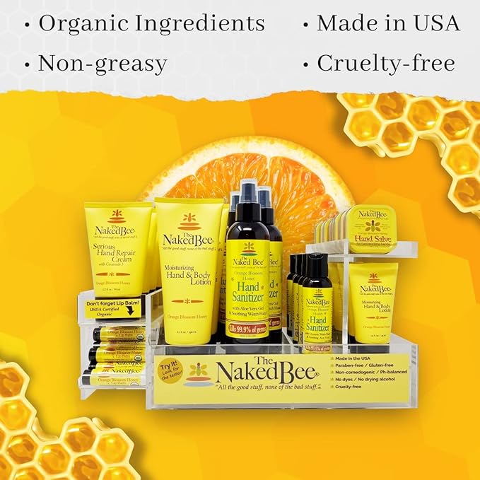 The Naked Bee Lip Balm Sampler, Coconut & Honey, Orange Blossom Honey, Pomegranate & Honey, Grapefruit Blossom Honey, Lavendar & Beeswax Absolute