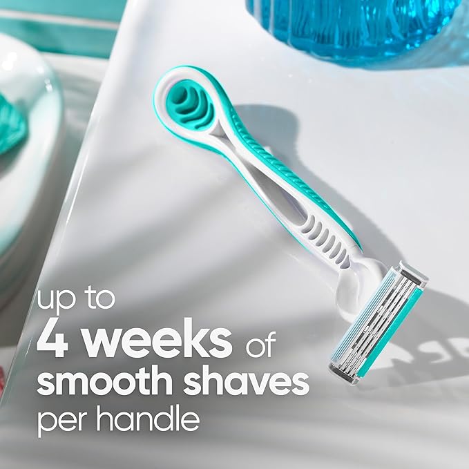 Gillette Venus Simply 3 Sensitive Disposable Razors, Sensitive Skin, 3 Bladed Razors, Pivoting Head for Incredible Comfort, Soft Grip Handle, 12 Count