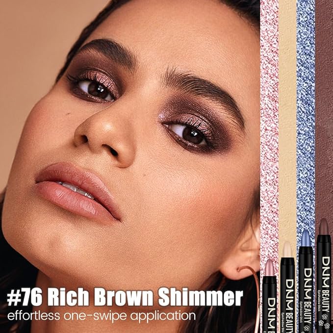 Kaely Cream Eye Shadow Sticks, Rich Brown Shimmer Eyeliner Pencil Eyeshadow Palette Makeup, Eye Highlighter Brightener Stick for Older Women Waterproof Pigmented, sombras para ojos, New-76