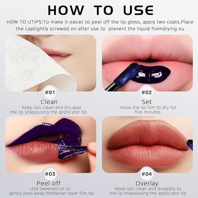 Peel Off Lip Stain -Lip Stain Peel Off Masque - Long Lasting, Waterproof and Transfer Proof Nude Lip Tint, Matte Finish Peel Off Makeup
