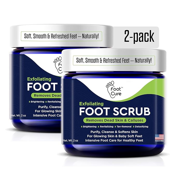 Exfoliating Foot Scrub with Pumice Stone powder - Gentle Moisturizing Foot Scrub for Dry Skin - Cracked Heel Repair for Smooth, Soft Feet - Pedicure Foot Spa 2 Pack