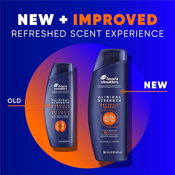 Head & Shoulders Clinical Strength Dandruff Shampoo and Conditioner Set, Dry Scalp Relief, Up to 100% Flake Protection, Selenium Sulfide Formula, 13.5 & 9.1 Fl Oz, 2 Pack