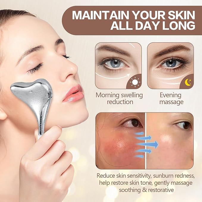 Ice Globes for Face Cryo Sticks Set, Ice Roller Stainless Steel Facial Massage Skin Care Tools for Cooling & Hot Spa