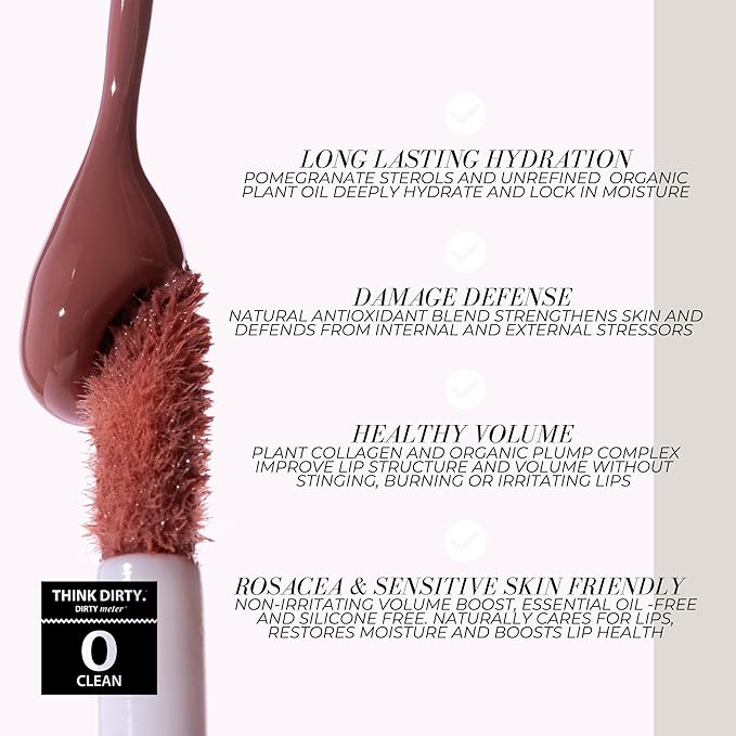 FITGLOW Beauty Lip Colour Serum | Hydrating Lip Gloss | Plumping Anti-Aging Lip Treatment | Natural Shine with Pomegranate Sterols & Collagen | Buildable Color for Dry Chapped Lips | Buff Pearl - 10g