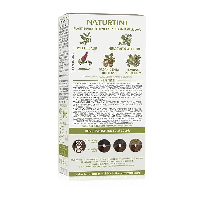 Naturtint 5GC Deep Cinnamon Chestnut Permanent Hair Color (Pack of 1), Ammonia Free, Vegan, Cruelty Free, up to 100% Gray Coverage, Long Lasting Results (Packaging may vary)