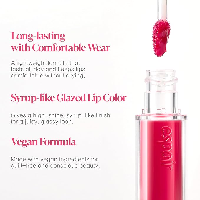 Espoir Couture Lip Tint Glaze #16 Marmalade 0.14oz | Volumizing Lip Stain with Syrupy Shine | Long-Lasting & Vibrant Color for Radiant Lip Look | Moisturizing & Glossy Lip Tint | Korean Lip Makeup