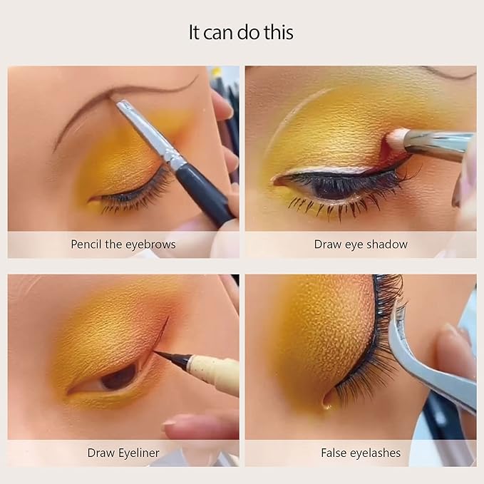 Makeup Practice Face, Bueuo 3 Pcs Makeup Practice Board Makeup Mannequin Face 3D Realistic Pad for Makeup Artist Makeup Beginner Self-taught or Professional Enthusiasts