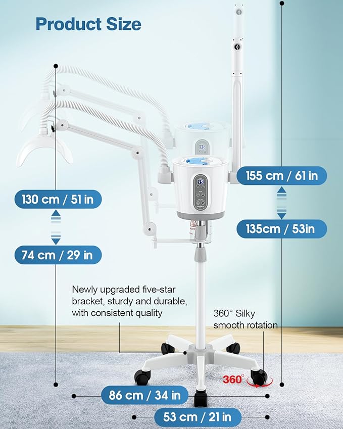 Kingsteam Professional Hot and Cold Facial Steamer，Nano Water Mist, Large Capacity Steam, 30 Min Timer, Deep Cleansing, Designed for Beauty Salon, Skin Clinic, Professional Salon, Home