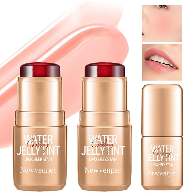 2PCS Jelly Blush Stick, Multi-Purpose Lip & Cheek Stick, Waterproof jelly tint, Moisturizing Cooling Water Jelly Tint Long Lasting cheek stain & lip tint for Women and Girls 02#