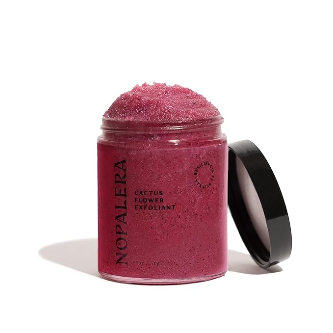 Nopalera Hibiscus Cactus Flower Exfoliant - Exfoliating Face & Body Scrub, 3-in-1 Cleanser, Exfoliator, & Moisturizer, Vegan, Cruelty-Free, Natural Floral Scent, Dye Free, 6 oz.