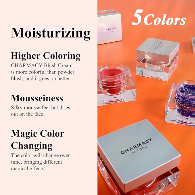 CHARMACY Magic Color Lip & Cheek Balm, PH Color Changing Blusher for Cheeks, Long Lasting Moisturizing Multi Use cream Waterproof Blush Makeup, POMEGRANATE JUICE (#05)