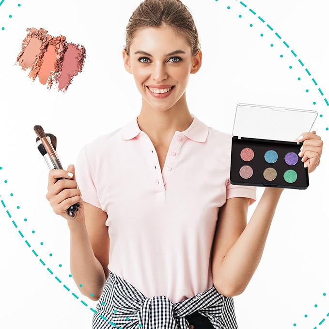Empty Magnetic Makeup Palette Set, 1pc Magnetic Makeup Palette+ 20PCS Round Adhesive Metal Stickers + 30PCS Square Adhesive Metal Stickers for DIY Eyeshadow Blush
