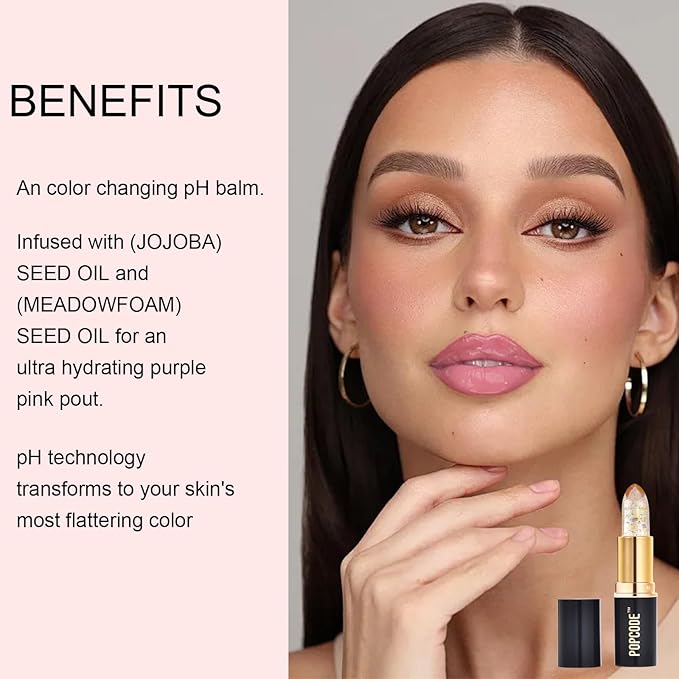 pH Lip Balm, Transparent Clear Color Changing Lipstick and Tinted Lip Balm Chapstick, Vegan & Cruelty Free Lip Tint, Hydrate & Nourish with JOJOBA and MEADOWFOAM SEED OIL, #001 Amethyst