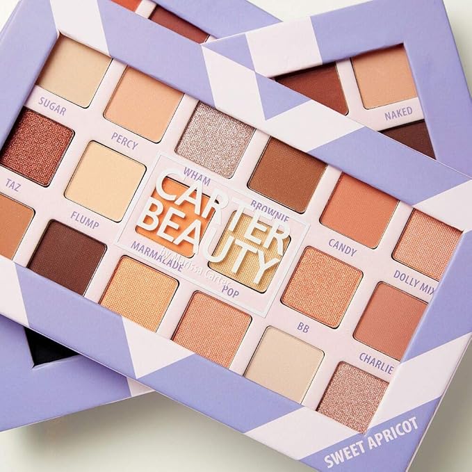 Carter Beauty 18 Shade Eyeshadow Palette | Long Lasting Eye Shadow Makeup | Shimmer & Matte Vibrant Colors (Sweet Apricot)