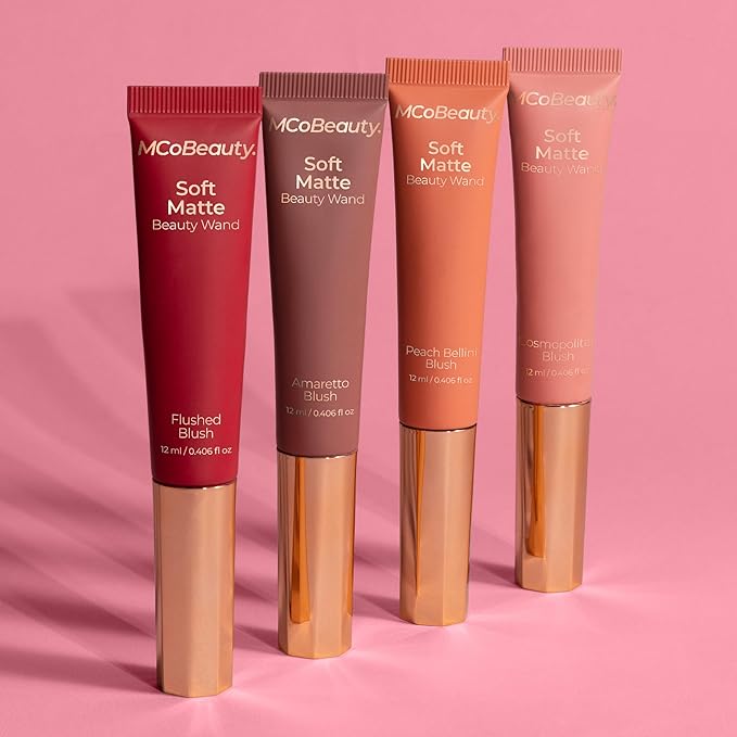 MCoBeauty Soft Matte Beauty Wand, Amaretto Blush, Velvety Finish of Buildable Color, Vegan, Cruelty Free Cosmetics
