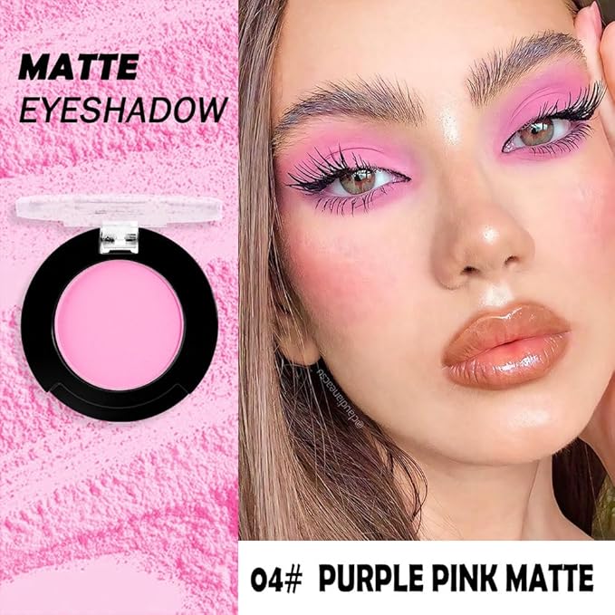 Monochrome Matte Eyeshadow Makeup Palette, Highly Pigmented Purple Pink Eyeshadow Palette, Matte Pressed Powder Eye shadow Makeup, Single Vegan Eye Shadow, Daily Evening Women Girls Eyeshadow Gift 4#