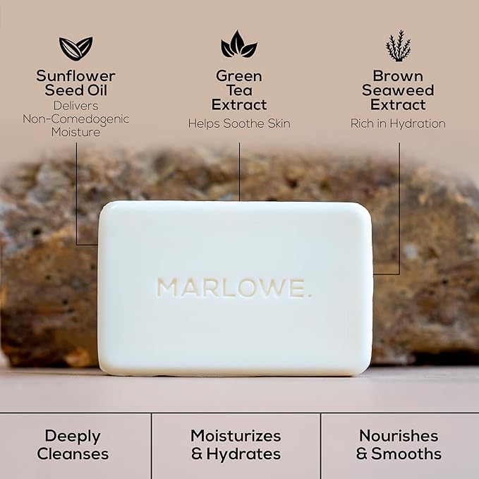 MARLOWE. No. 105 Bar Soap for Men 7 oz (6 Bars) Moisturizing Body Soap, Nourishing & Refreshing with Natural Extracts, Shea Butter, Olive Oil & Green Tea Extracts, Original Sage & Fir Scent