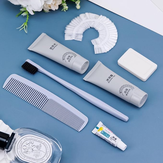 Hygiene Kit, Hygiene Kit Bulk, Travel Hygiene Kit With Toothbrush, Toothpaste, Comb, Shampoo, Shower Gel, Shower Cap And Soap, Individually Packed, Suitable For Hotel, Home, Travel (50 sets)