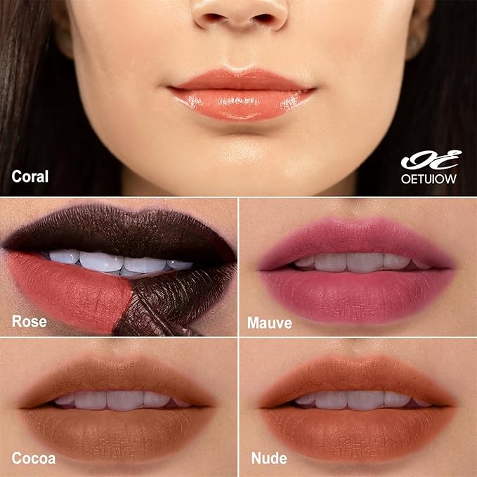 OETUIOW Lip Stain, Lip Liner, Waterproof Moisturizing Long-Lasting, Non-Stick Cup for Women All Skin Types, Black Color