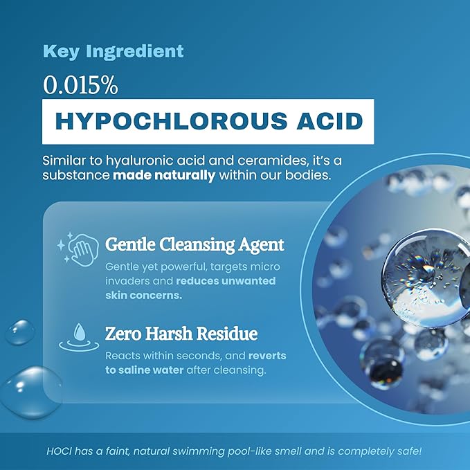 Hypochlorous Acid Spray – HOCl Face & Skin Mist for Acne, Eczema & Irritation – Multi-Purpose Skin Repair – Eyelid Cleanser, Post-Workout, Post-Procedure, Scalp & Sensitive Skin – 6.8 oz