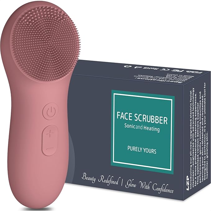 LZP Facial Cleansing Brush, Silicone Electric Exfoliator Scrubber with 6 Speeds, Rechargeable Face Scrubber for Cleansing, Exfoliating and Massaging, Waterproof Face Scrub Brush for Men & Women