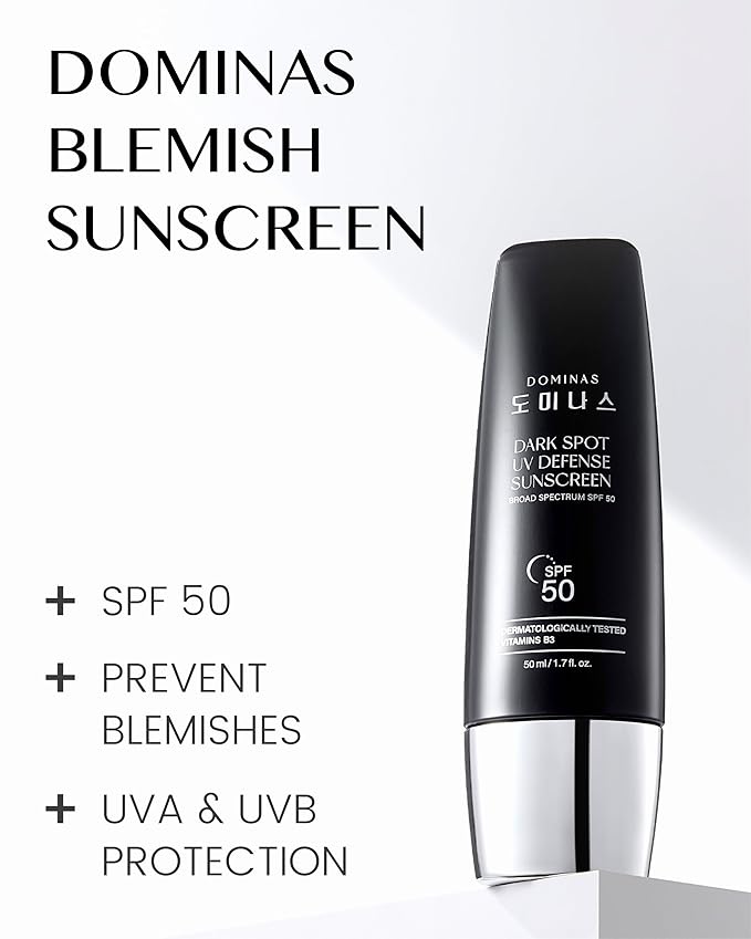 Tone-up Sunscreen DOMINAS (1.7fl oz) - SPF 50, Korean Skin Care, Niacinamide, Panthenol, UV Defense Sunblock, No White Cast, Non-Greasy, Hydrating, Lightweight Protection for Face & Body
