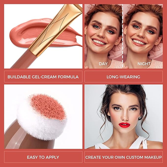 Liquid Blush Beauty Wand, Cream Blush Stick,Face Concealer Contouring Shaping,Long Lasting & Smooth Natural Matte Finish,with Cushion Applicator Attached Easy to Blend.(02# Peach Pink)