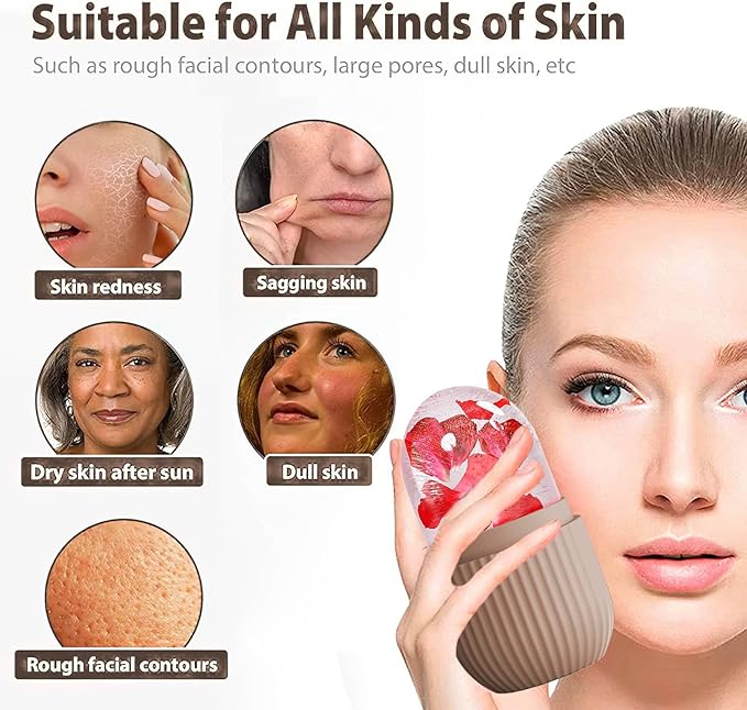 XHJRI Ice Face Roller Massager,Ice Cube Roller for Face, Eyes and Neck Naturally Conditioning and Skin Care,De-Puff Eye Bags,Reduce Migraine Pain,Reusable Massage Silicone Ice Mold (Coffee)