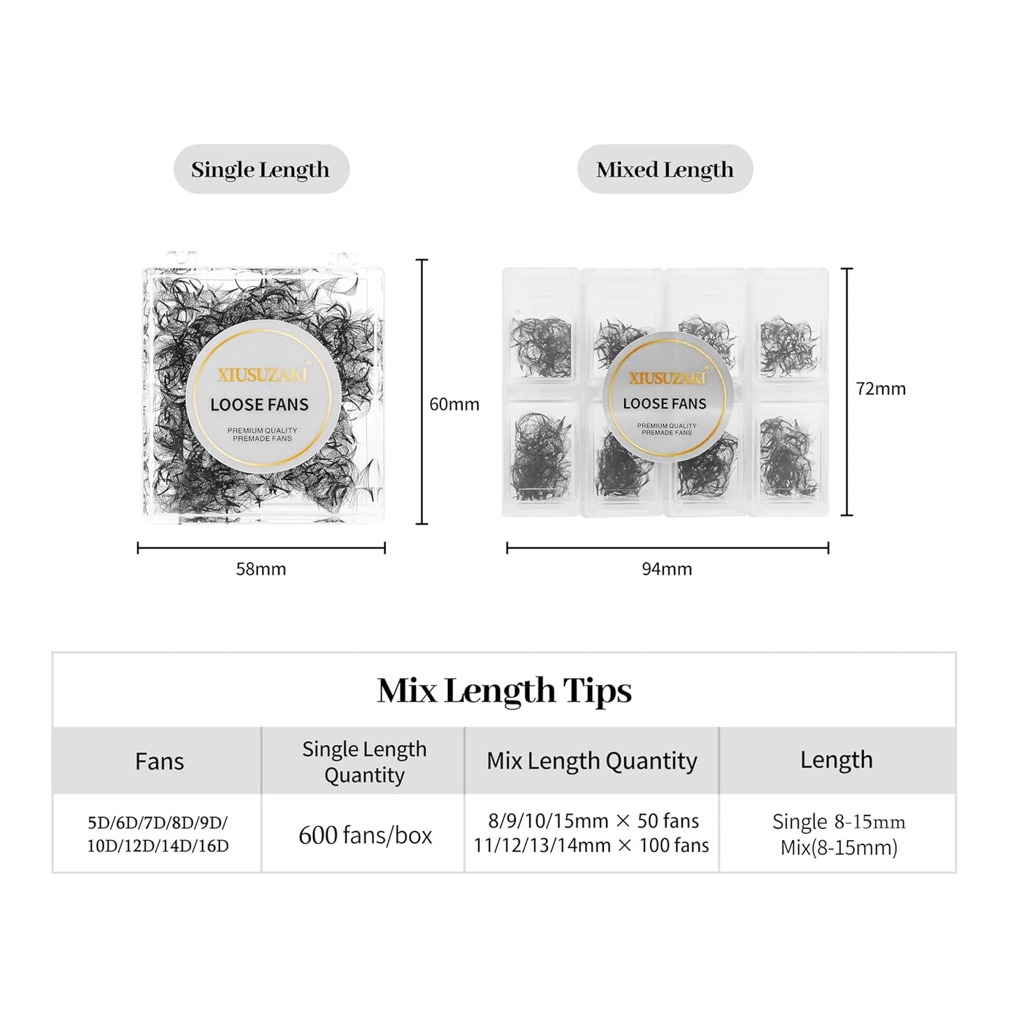 Premade Fans Eyelash Extensions 600 Fans 5D Premade Lash Fans Volume Lash Extensions 0.07 Thickness Eyelash Extension D Curl Mix 8-15mm Fluffy Soft Handmade Loose Fan(600Fans-5D-0.07-D,8-15mm)