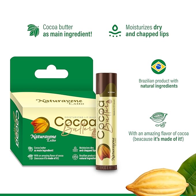 Moisturizing Lip Balm Cocoa Butter Box of 6, Moisturizing Hydrated Lips, Light Yellow, 0.13 Fl Oz, 1