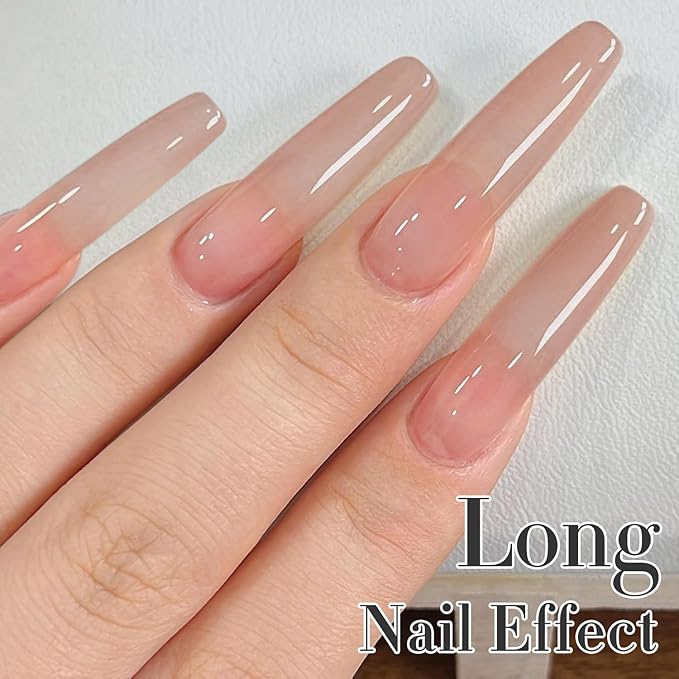 Double Rhythm Translucent Gel Polish Sheer Neutral Natural Light Milky Same Color Same Bottle 15ML Jelly Nail Polish Nail Art DIY at Home (Neutral Nude-A1415)