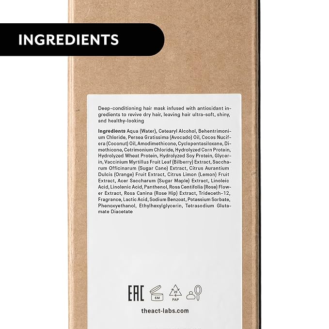 Extra Nourishing Hair Mask with Argan Oil, Coconut Oil, Hyaluronic Acid - Intense Hydration, Repair for All Hair Types - Ideal for Curly and Damaged Hair - 6.8 Fl oz