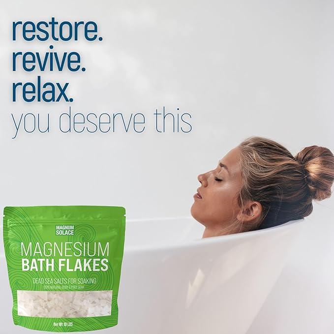 Magnesium Flakes for Bath - Magnesium Chloride Flakes - Dead Sea Salts for Soaking, 3 LBS