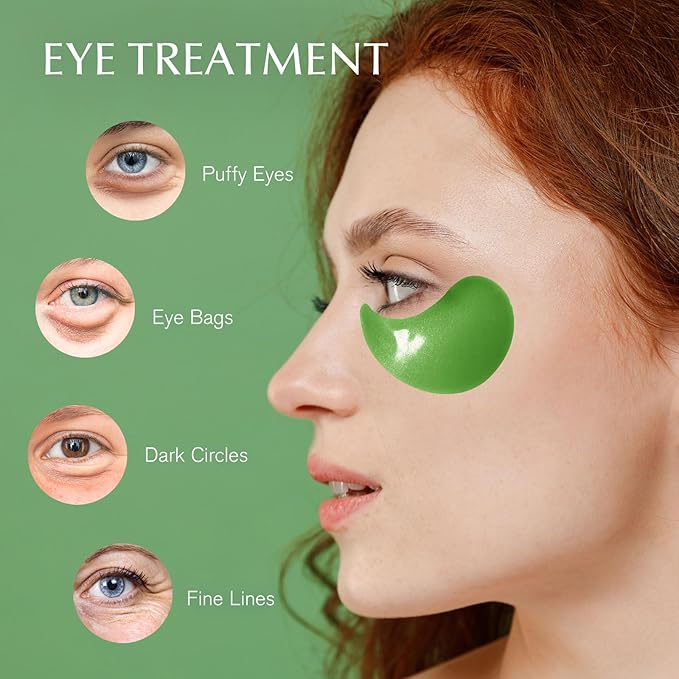 Under Eye Patches for Dark Circles: 30 Pairs Green Tea Eye Gels Pads - Reduce Eye Bags, Wrinkles & Puffy - Skin Treatment Mask Retinol Collagen - Anti Aging & Face Moisturizer For Women (Green Tea)