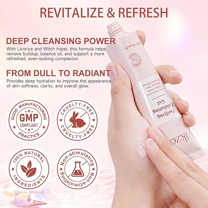 Purifying Exfoliating Gel, Natural Exfoliating Purifying Cream, Facial Exfoliator Cleanser, Gentle Face Wash-Cleansing Moisturizing Peeling Gel, For All Skin Types (1.76 Fl Oz (Pack of 1))