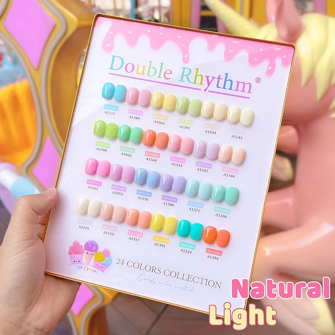 Double Rhythm 28Pcs 0.5Oz Gel Nail Polish Set Same Color Same Bottle Soak Off Gel Polish Kit Nail Art Manicure Salon DIY at Home for Women (Pastel Candy Collection-T24-5)
