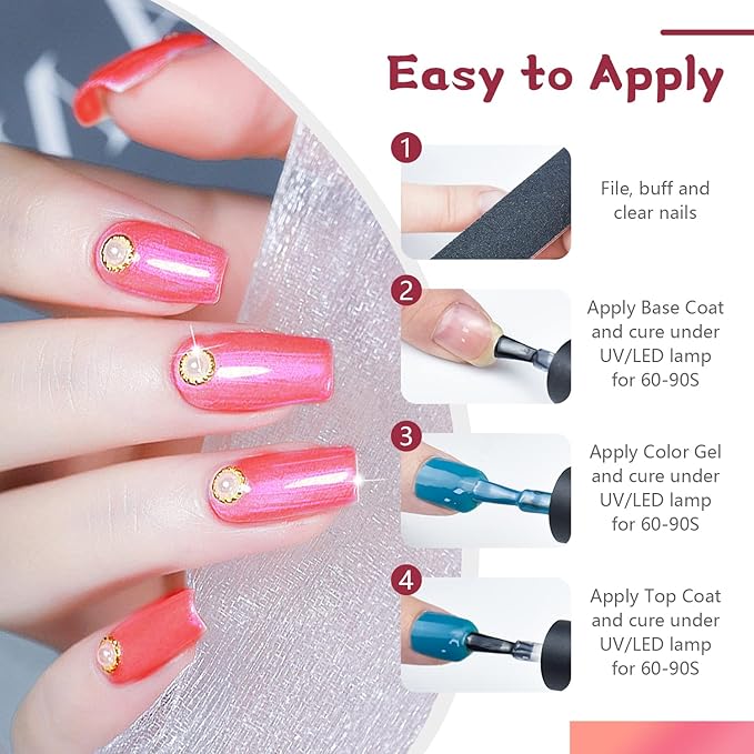 JODSONE Gel Nail Polish Starter Set Ribbon Glitter Summer Light Winter Dark Glossy 36-Piece Multi-color Gel Nail Polish Set