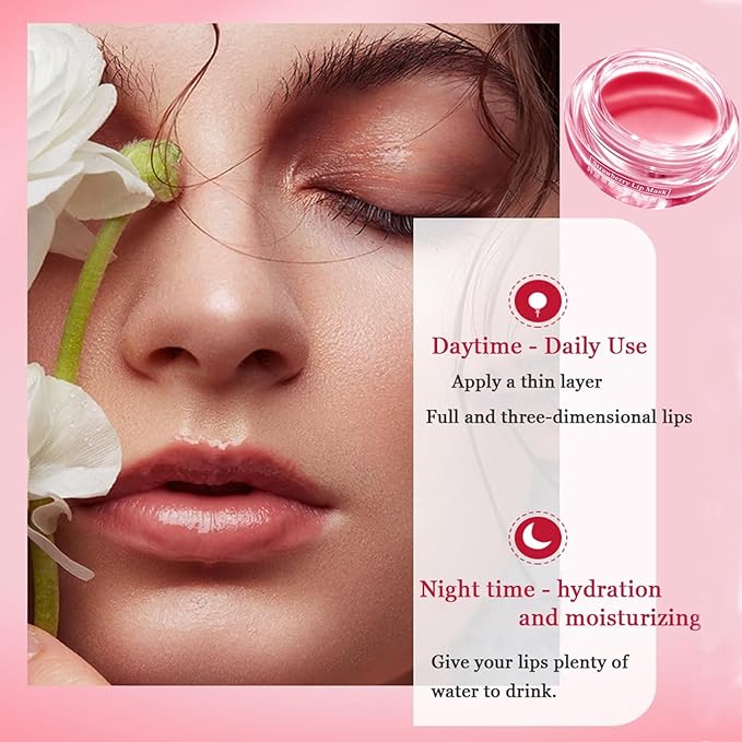 Honey Lip Balm Pot, 4 PCS Honey & Strawberry Lip Sleeping Mask Hydrating Propolis Lip Balm with Stick, Prevention Dry and Cracked Lip Scrubs Reduces Lip Wrink (2 Honey+2 Strawberry)