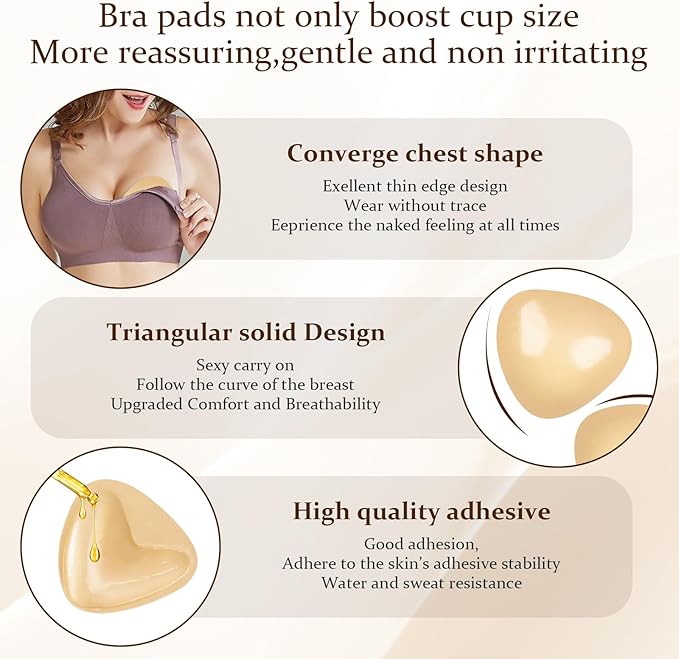 Sticky Bra Breast Enhancement, Sticky Bra Push Up Double Sided Bra Inserts Bra Pads for Bikini & Swimsuit Sport