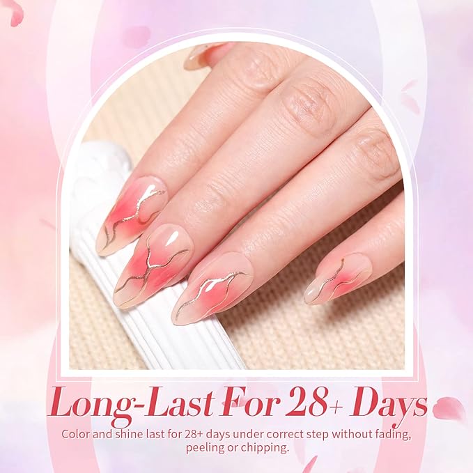 Born Pretty Jelly Nude Pink Gel Nail Polish Sheer Transparent Gel Polish 6Colors Soak Off U v Light Cure Gel Polish Kit for Salon and Nail Art DIY at Home