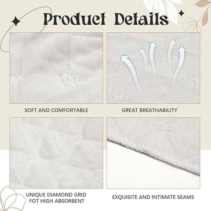 Toulite 20 Pcs Bra Liners for Sweat 18x3 Inch 3 Layer Washable Rectangle Cotton Under Breasts Pads for Women Absorb Sweating
