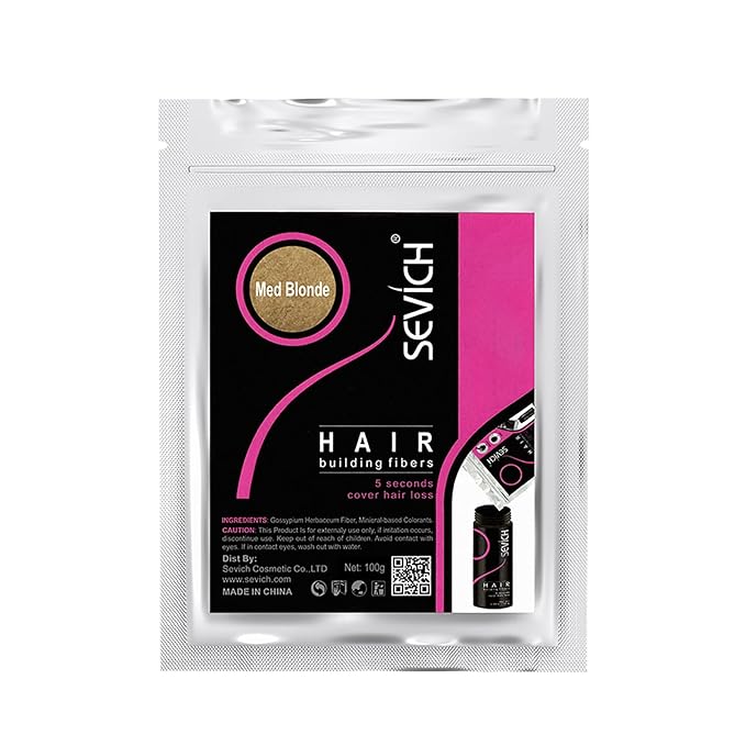 SEVICH Hair Fibers Refill 100g - Compatible with Most Brand Bottles | Hair Building Fibers for Thinning Hair | Instant Thickening Powder for Men & Women | 5-Second Natural Coverage,Medium Blonde