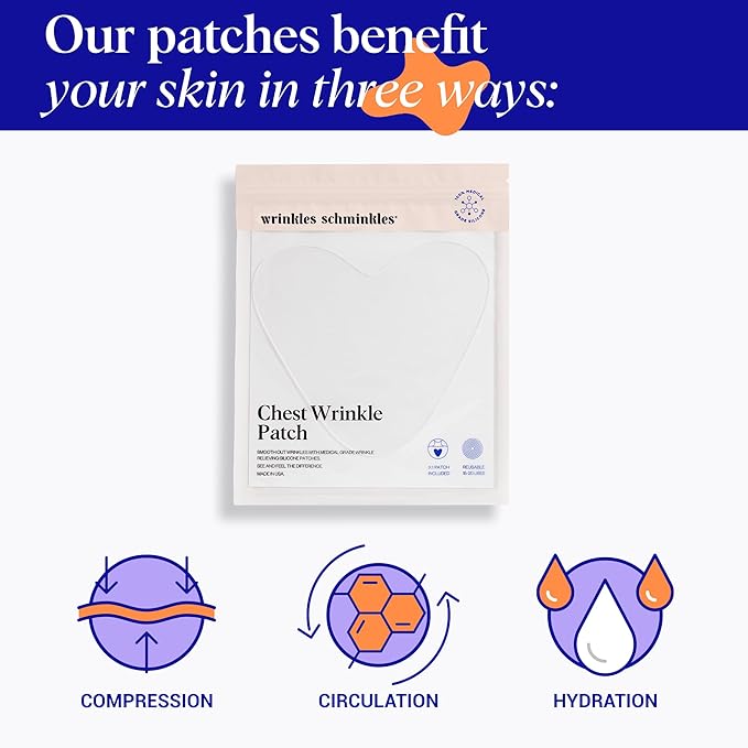 Wrinkles Schminkles Chest Wrinkle Patch - Reusable Silicone Smoothing Pads for Cleavage & Body, Reduce Wrinkles & Stretch Marks, Sensitive Formulated, Secret to Radiant Skin (1 Pack)